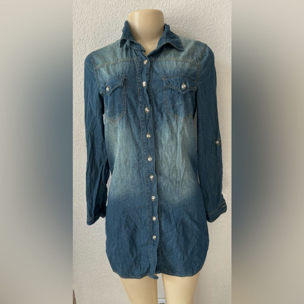 Deja blue denim dress sexy party cocktail night out y2k Button up